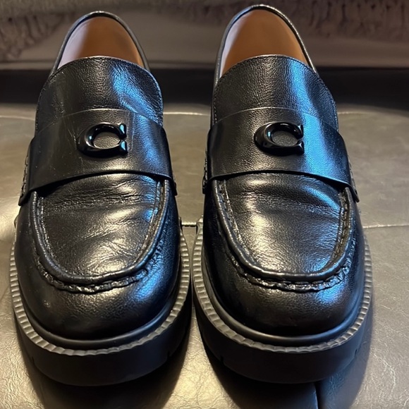 Coach Black Leather Loafers - Picture 1 of 6